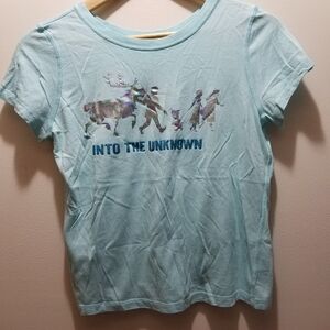 Disney Store Frozen 2 Blue Shirt Girls XL 14 Elsa Anna Sven Kristoff